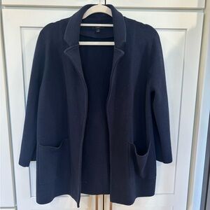 J. Crew Navy Merino Blend Open-Front Sweater